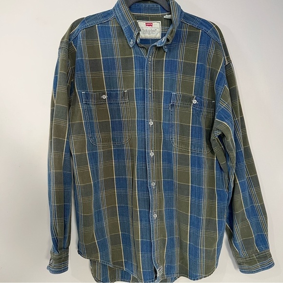 Vintage Levi's Silver Tab Plaid Shirt Casual Button Up Denim Long Sleeve Holiday - Picture 9 of 12